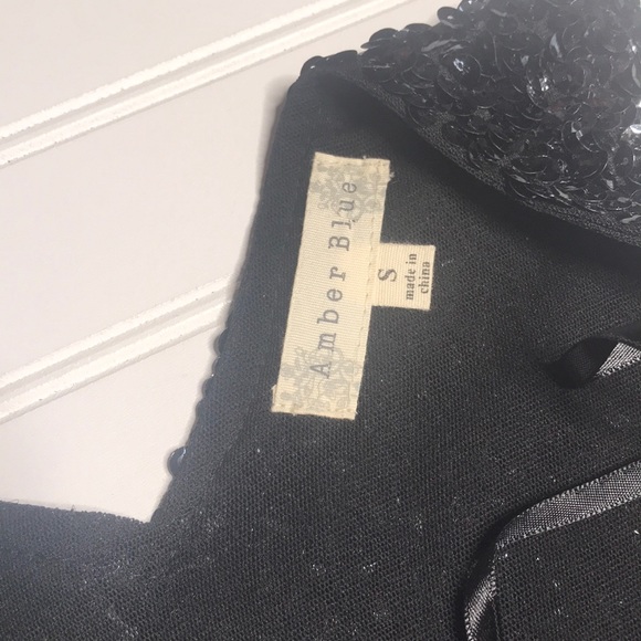 Amber Blue Sz S black sequin mini dress - Picture 4 of 6